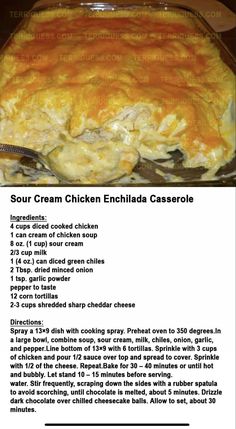 the recipe for sour cream chicken enchilada casserole