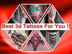 the best 3d tattoos for you logo is shown in four different pictures, including an alligator and snake