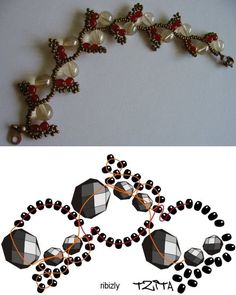 an image of two different necklaces made with beads and glass bead work on the same string