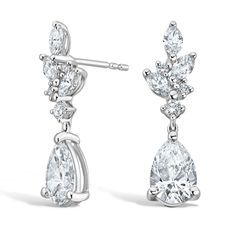 Primavera Lab Diamond Ears - 18K White Gold. Exuding all things springtime, these dazzling lab diamond earrings feature pear, round, and marquise shapes for a lush and lively look (2 2/3 total carat weight).