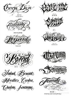 the different types of calligraphy and lettering in various styles, from script to cursive