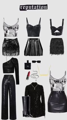 Reputation Taylor Swift inspo outfits🖤 #taylorswift #reputation #inspo #outfits Taylor Swift Reputation Costume Ideas, Cute Outfits For Taylor Swift Concert, Red Inspired Eras Tour Outfit, Taylor Swift Rep Outfits Ideas, Rep Inspired Outfits Taylor Swift, Reputation Taylor Swift Eras Tour Outfit Ideas, Reputation Concert Outfit Ideas, Iconic Taylor Swift Looks Reputation, Reputation Taylor Swift Concert Outfits