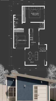 a blueprint shows the floor plan for a house