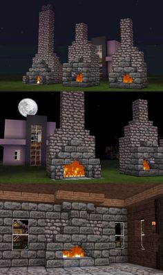 the screenshot shows how to make a house in minecraft with fire and water