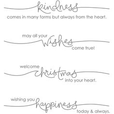 three handwritten christmas cards with words on them