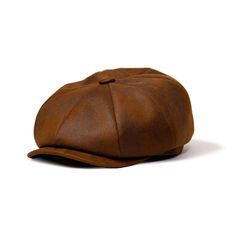 a brown leather cap is shown on a white background and has no image in it