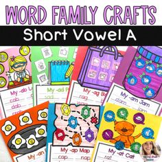 word family crafts for short - o level a with pictures of the words and their names