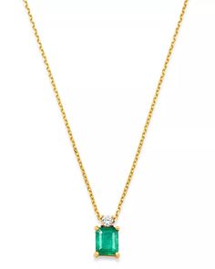 Bloomingdale's - Emerald & Diamond Pendant Necklace in 14K Yellow Gold, 16" - 100% Exclusive Two Stone Pendant Necklace, Emerald Diamond Pendant, Ruby Necklace Designs, Green Stone Pendant, Emerald Necklace Pendant, Colour Stone, Malachite Jewelry, Necklace Design, Ruby Necklace