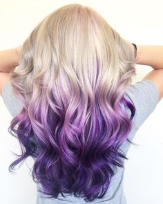 24 Purple Highlights Trending in 2021 to Show Your Colorist Lilac Tips Hair, Blonde Purple Hair Color Ideas, Blond Hair With Purple Tips, Blonde Hair With Purple Ends, Platinum Blonde With Purple Highlights, Purple Highlights Blonde Hair, Purple Blonde Hair