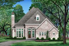 this is an artist's rendering of the front elevation of these european home plans