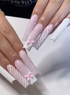 Winter Barbie, Christmas Nail Inspo, Barbie Nail, Pink Winter, Pretty Gel Nails