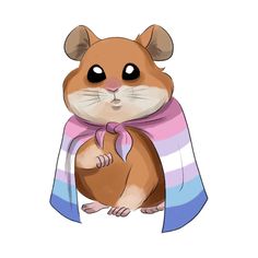 a cartoon hamster with a scarf around its neck