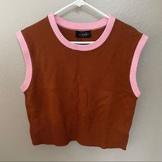 Nwt Cider Sweater Tank Top. Size Large. Cider Sweater, Cider Clothing, Cider Tops, Sweater Tank Top, Sweater Tank, Orange Pink, Color Orange, Cider, Pink And Orange