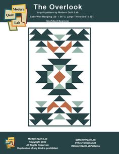 the overlock quilt pattern is featured in this book, with an orange and green design