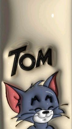 an image of a cartoon cat with the word tom on it's back side