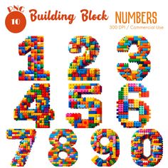 the numbers are made out of lego blocks