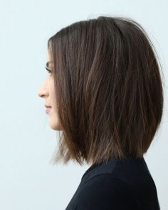 Choppy Bob Haircuts Straight Hair, Layered Long Bob Straight, Short Haircut One Length, Bob Hairstyles Asian Round Faces, Long Bob Hairstyles For Straight Hair, Medium Bob Straight Hair, Straight Brunette Bob, Bob For Thinner Hair, Long Bob Hairstyles For Thick Hair Straight Medium Length Haircuts