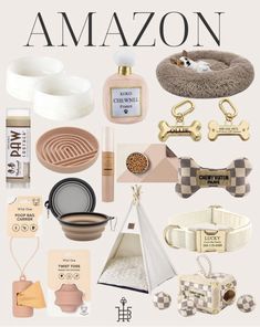 an image of a poster with the words amazon on it and various items for sale