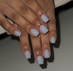 Light Colored Nails, Sky Blue Nails, Gel Toe Nails, Baby Blue Nails, One Color Nails, Subtle Nails, Dope Nail Designs, Classic Nails, Short Square Acrylic Nails