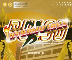 an advertisement for the university of intramusal's best college competition, featuring a woman dancing in front of a building