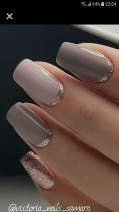 52 Formas y Decoraciones de hacer la Manicura (43) Rose Gold Manicure, Gold Manicure, Elegant Nail Designs, Valentine Nails, Rose Gold Nails, Shellac Nails, Diy Nail Art, Elegant Nails