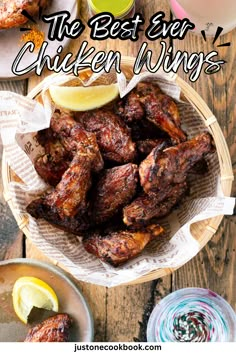 the best ever chicken wings with lemon wedges