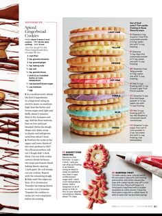 an article in the magazine shows different types of cookies and icing on top of each other