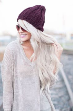 Hair With Beanie, Long Platinum Blonde, Ice Blonde, Blonde Waves, Balayage Blonde, 2015 Hairstyles, Long Blonde, Long Blonde Hair