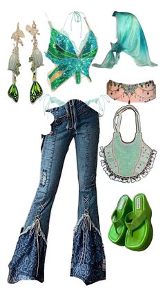 The purse and stacked earrings are everything Butterfly Top Outfit, 2000s Fashion Inspiration, Butterfly Outfit, Yeri Mua, Tropical Ocean, Classy Fits, Stacked Earrings, Butterfly Top, Swag Outfits For Girls