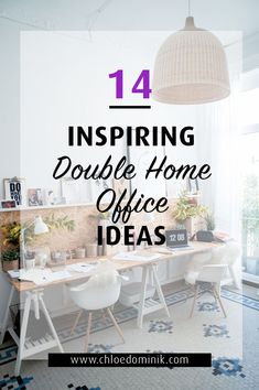 14 Inspiring Double Home Office Ideas - Chloe Dominik Home Office For 2 Ideas, Built In Corner Double Desk, Double Desk Facing Each Other, Home Office For 2 Layout, 2 Desk Office Ideas, Two People Home Office Layout, Home Office For Two Inspiration, 2 Desk Office Layout Ideas, Home Office With Two Separate Desks