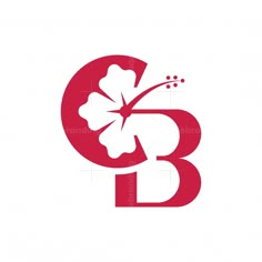 the letter b with a flower in it's center and an e on top