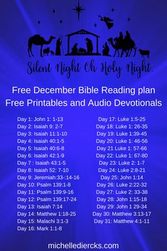 a blue poster with the words free christmas bible reading plan