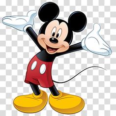 the mickey mouse cartoon character is waving his arms and legs, transparent background png clipart