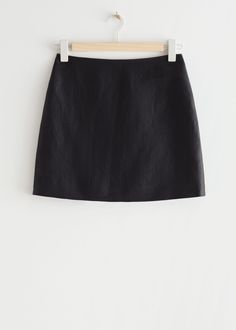 Linen mini skirt with an A-line silhouette. Length of skirt: 40.5cm / 15.9" (EU 36 / UK 10 / US 4) Linen Mini Skirt, Womens Mini Skirts, Black Mini Skirt, Black Linen, Fashion Story, Lingerie Fashion, Linen Blend, The Black, Access Denied