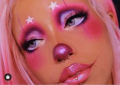 Clown Cowgirl, Circuscore Aesthetic, Glam Clown Makeup, Clown Core Makeup, Jester Makeup, Rodeo Clown, Mime Makeup