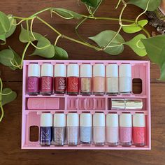 Minis have joined The Polish Tray fam!!  Store your polishes your way.  FREE SHIPPING ON ORDERS $60+ The trays were made with Olive & June's manicure system box in mind. Each tray holds 18-20 mini Olive & June polishes, so you can fit up to 40 mini polishes in each O&J box. The polishes don't just lay in the tray -- they clip in. That means you can turn the box on its side for storage, protecting your polish's longevity by storing them securely, upright, and away from light. Not into hiding your Nail Polish Tray, Carrying Case For Nail Polish Dips Jar, Nail Polish Organization, Polish Organization, Pink Portable Cosmetic And Toiletry Storage For Personal Use, Nail Polish Wall Rack Tilted, Nail Polish Case, Olive June, Nail Polish Organizer