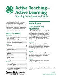 the front page of an active teaching manual with instructions on how to teach and use it