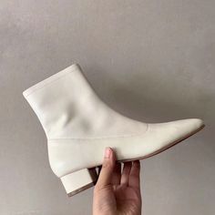 Leather boots  side zipper  true to size  heel: 3cm / 1.2" Bridal Chelsea Boots, Ivory Ankle Boots, Winter Wedding Boots, White Wedding Boots, Bride Boots, Made To Crave, White Leather Boots, Bridal Boots, White Ankle Boots