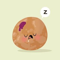 a cartoon potato with its eyes closed and a thought bubble above it that says z