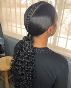 Ponytail w/ braid Good For Hair Growth, Weave Ponytail Hairstyles, Weave Ponytail, Slicked Back Hair, Queen Hair, Hair Ponytail Styles, For Hair Growth, Scene Hair, Sleek Ponytail