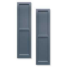 two gray doors are open on a white background