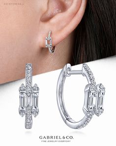 14K White Gold Prong Set and French Pav 15mm Round Classic Diamond Hoop Earrings. EG13719W44JJ #GabrielNY #DiamondJewelry #FineJewelry#FineJewelry#FashionJewelry#UniqueJewelry#GiftIdeas#UniqueGifts #Earrings #FashionEarrings #HoopEarrings Pave Setting Jewelry, Trendy Diamond Jewelry, Diamond Bali Earrings, Diamond Hoops Earrings, Hoop Earrings Design, Classic Diamond Earrings, Filigree Hoop Earrings, Bezel Jewelry, Jewelry Product Shots