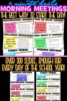 the morning meeting poster for students to learn how to write and use it as an activity