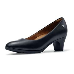 Olivia is designed to rise to any occasion. This womens high heel dress shoe features just a touch of elegant elevation while offering a slip-resistant outsole that aids in transitioning between different floor surfaces. The water-resistant upper helps repel spills, and the removable insole enhances comfort. Size: 10.  Color: Black.  Gender: female.  Age Group: adult. Flight Attendant Shoes, Shoes For Work, High Heel Dress Shoes, High Heel Dress, Kitten Heel Shoes, Chunky Heel Pumps, Slip On Pumps, Womens Chunky Heels, Casual Dress Shoes