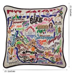 a pillow with the state of texas written in many different languages and colors on it