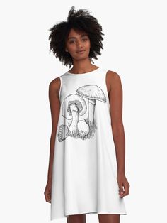 "Watercolor Mushroom Acorn Fantasy" A-Line Dress by LaceRenee | Redbubble Mushroom Watercolor, Watercolor Mushroom, Love Paris, I Love Paris, Woven Dress