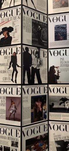 several pages of the same magazine are stacked on top of each other with images of people in black and white