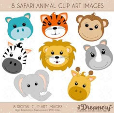 8 safari animal clip art images