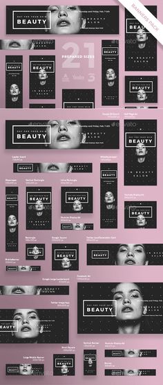 Beauty Salon Banner Pack Web Ad Design, Banner Ads Design Inspiration, Beauty Banner Design, Beauty Banner, Banner Design Templates, Item Beauty