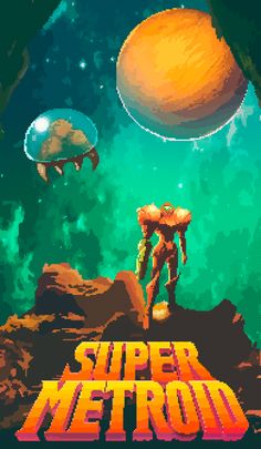 the title screen for super metroid